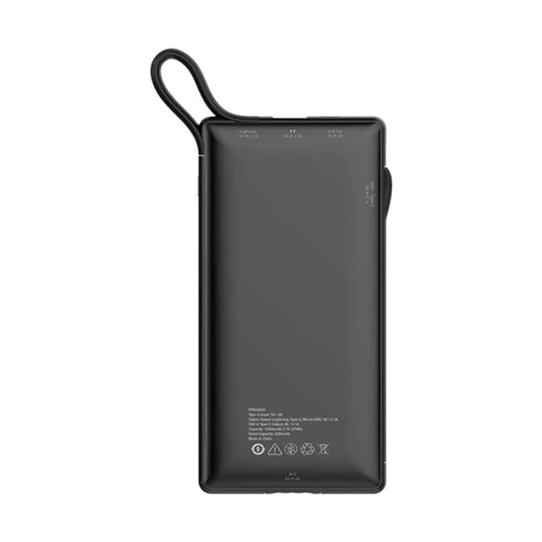 Powerology 6-in-1 10000mAh Power Bank Station with Built-in Lightning, Micro USB & Type-C Cables