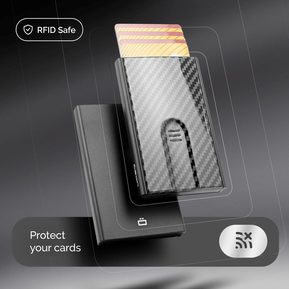 Ogon Automatic Slider Card Holder, Genuine Carbon Fiber Edition