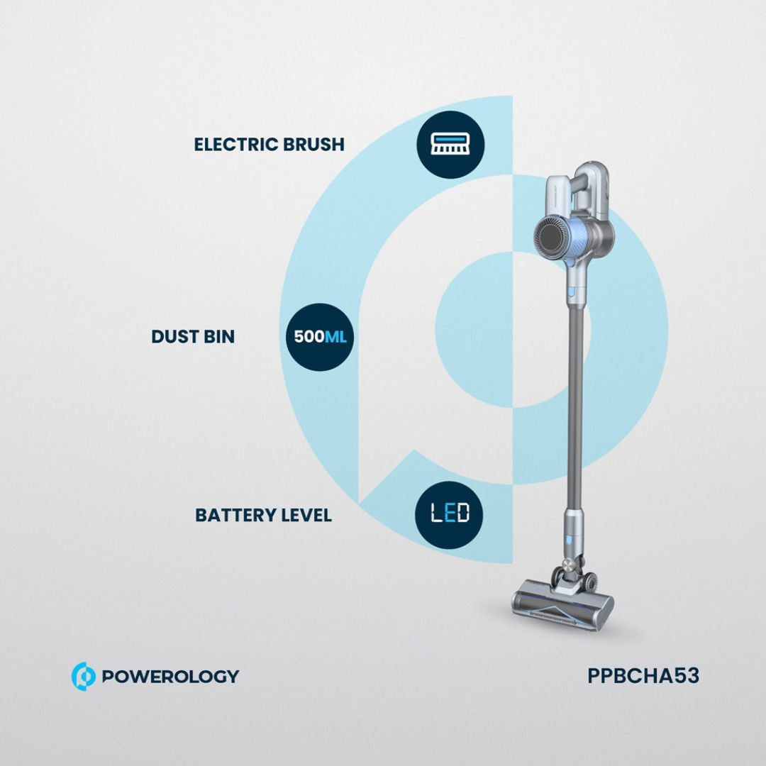 Powerology Cordless Stick Vacuum Cleaner with Detachable Battery, Dark Gray