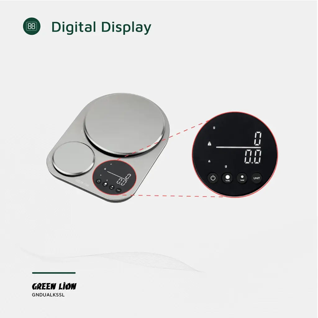 Green Lion Dual Kitchen Scale, Stainless Steel Digital Food Scale with Large & Small Platforms, Silver