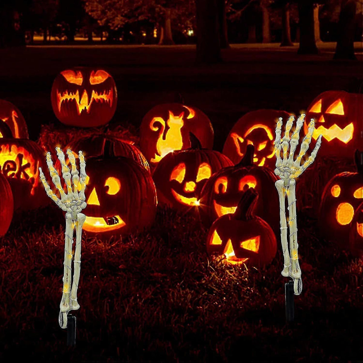Halloween Skeleton Arm Stakes With LED Outdoor Yard Lights