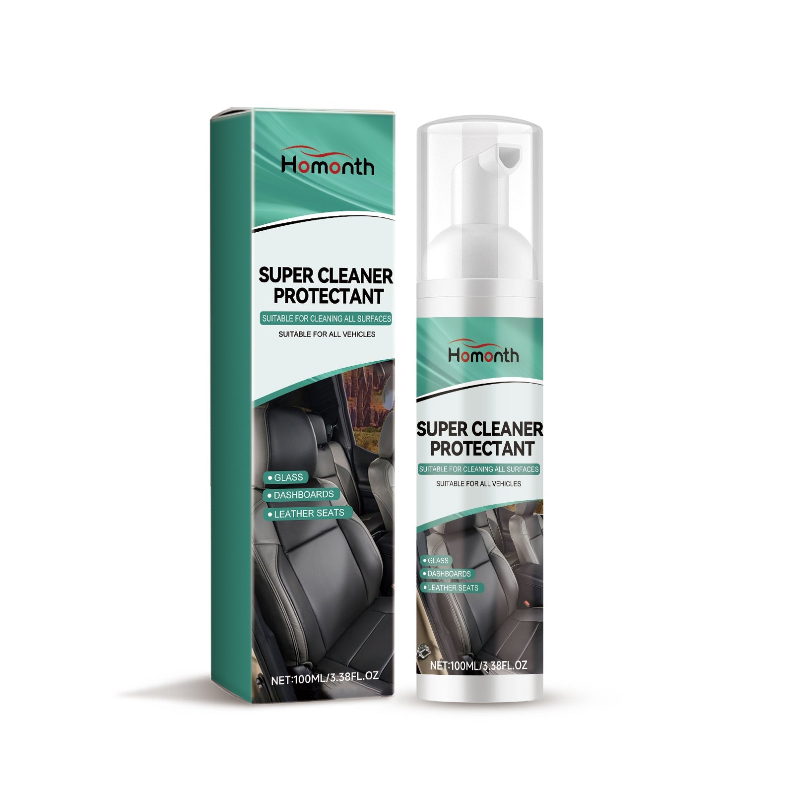 Car Cleaning Spray, Multi-Functional Seat Cleaner, Stain Remover, Leather & Fabric, Easy Car Interior Maintenance ,100ml