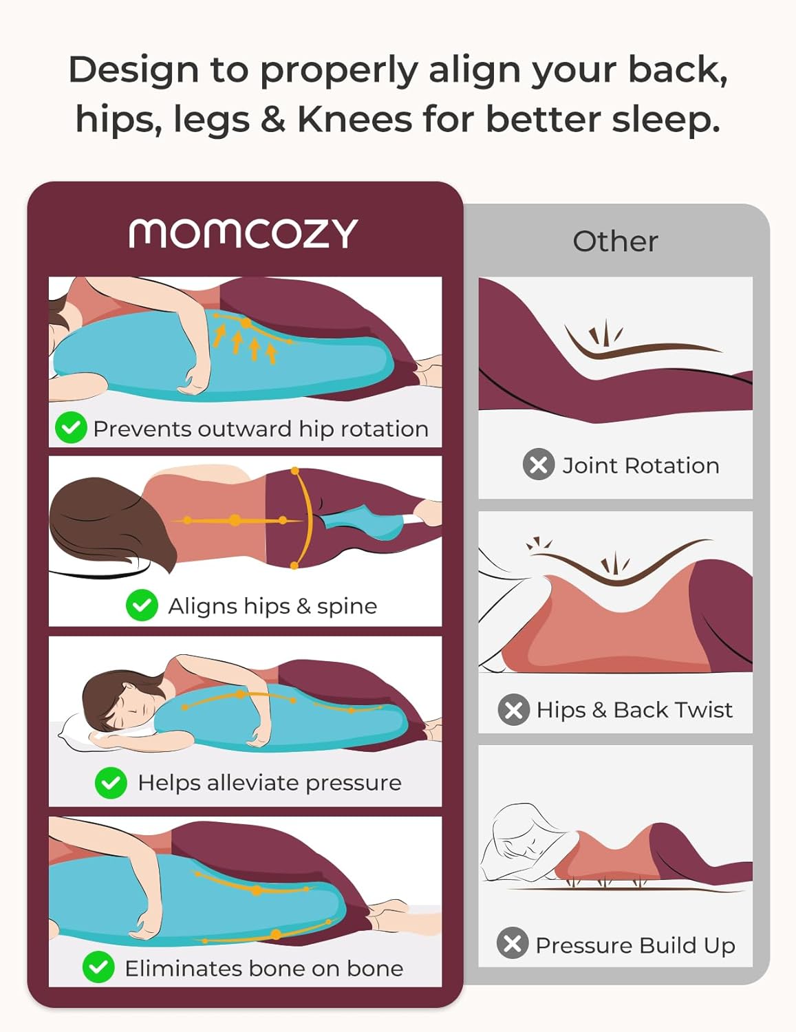 J Shaped Maternity Body Pillow