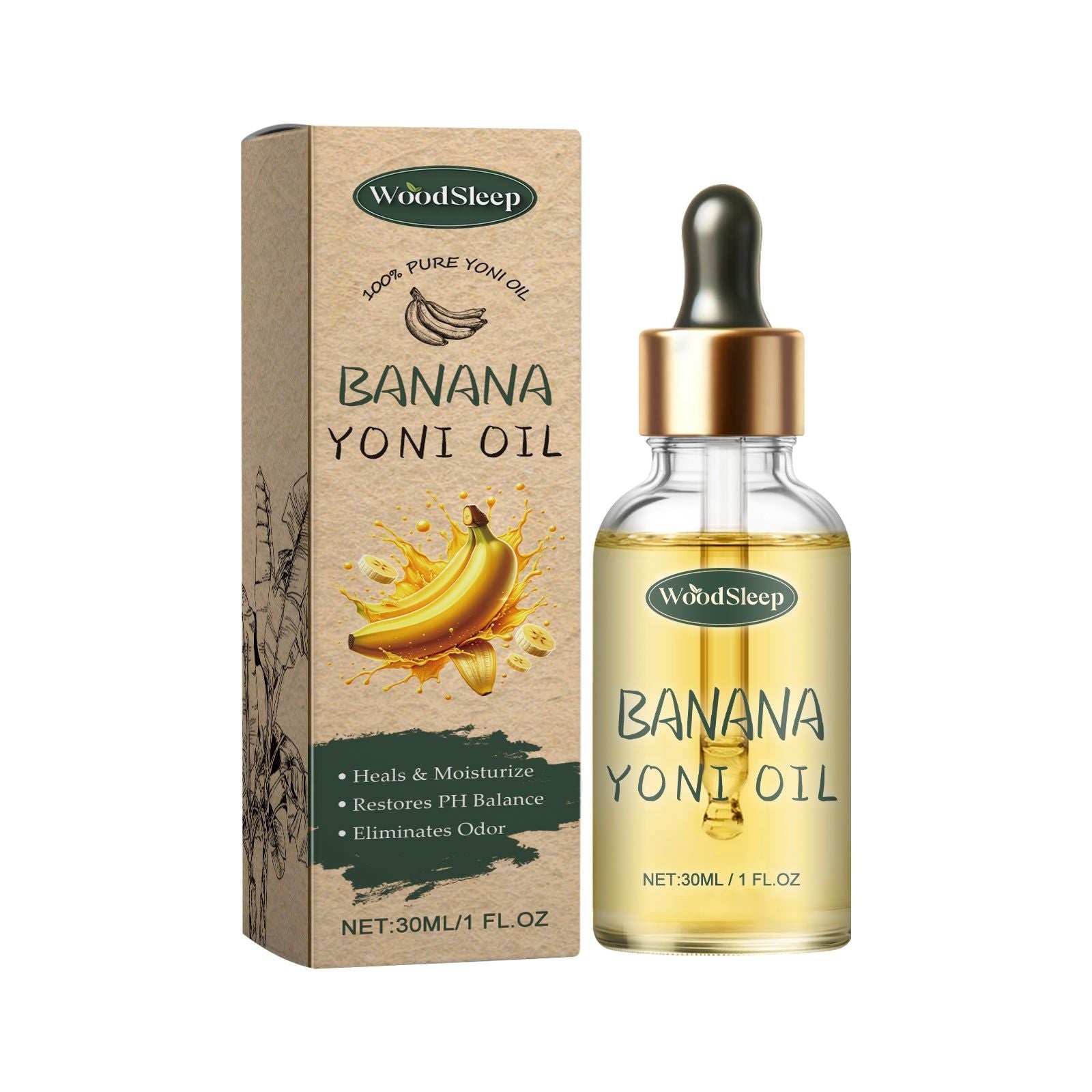Banana Yoni Oil, Natural Odor Remover, Soothes, Moisturizes, Reduces Discomfort ,30ml