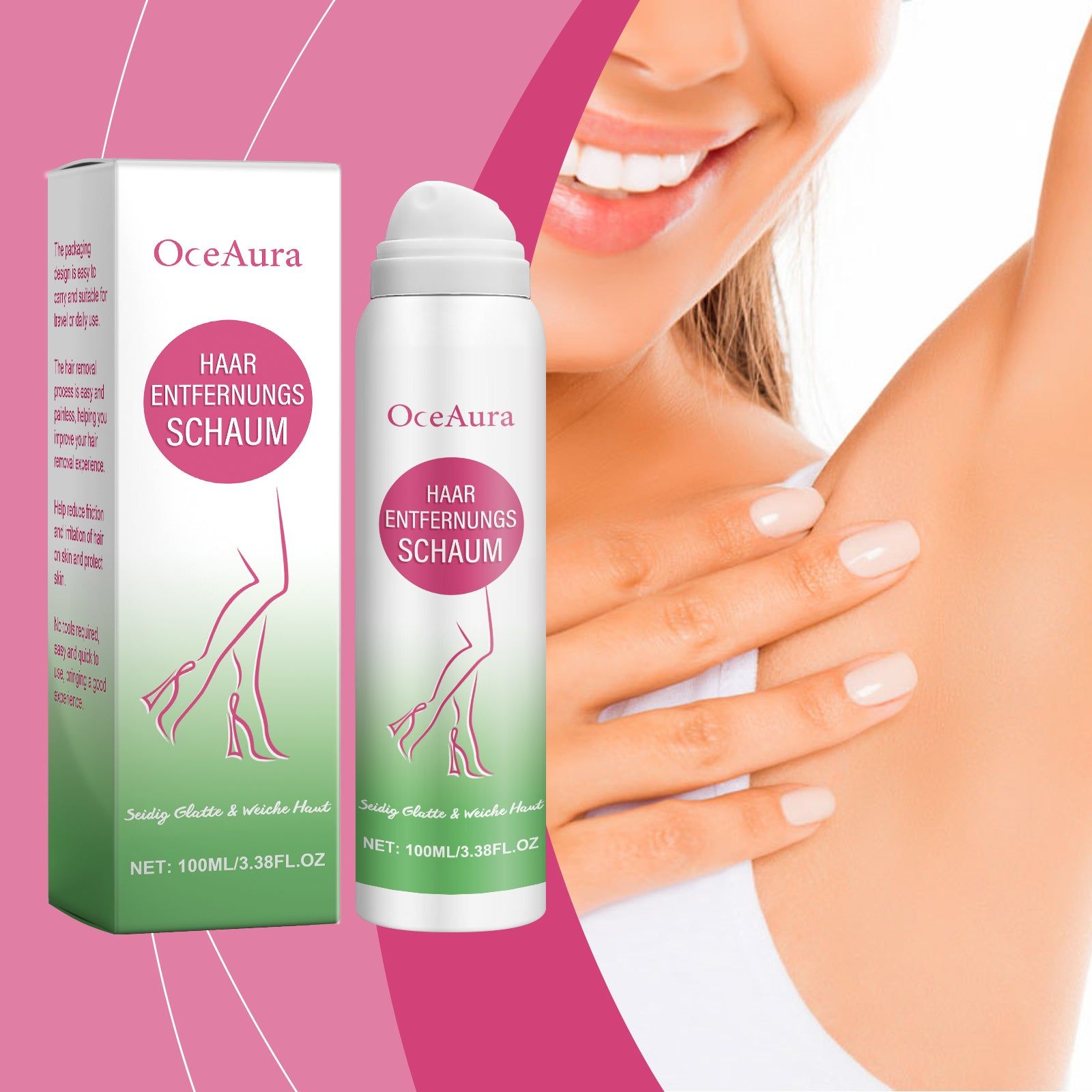 Body Care Hair Removal Spray, Gentle, Non-Irritating, Smooth Skin, Easy Rinse ,100ml/box