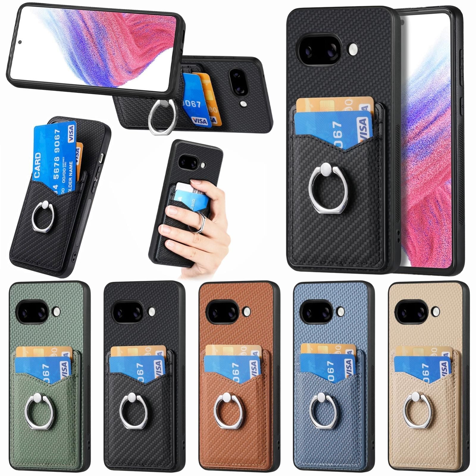 Card Wallet Ring Phone Case For Google Pixel 9a