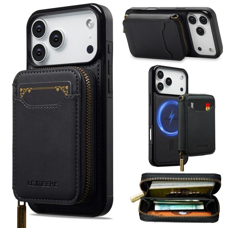 For iPhone 18 Pro Max / iPhone 17 Pro Max LC.IMEEKE L6 Series Zipper Card Bag MagSafe Magnetic Phone Case
