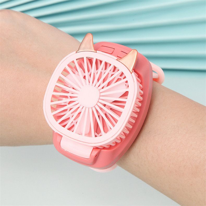 Mini Hand Held Wrist Strap Electric Watch Shaped Fan With Colorful Light