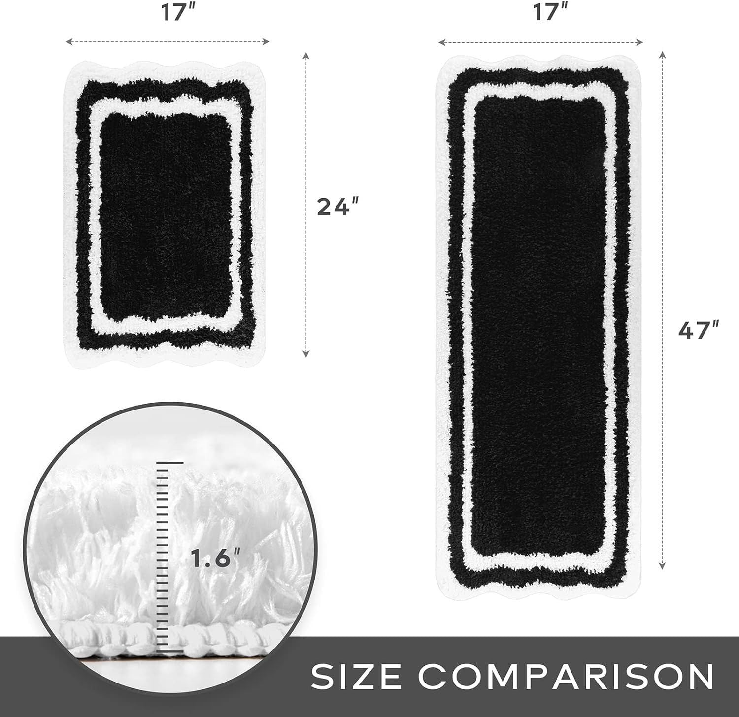AIESY® Set of 2 Beautiful Luxury Rectangle Quick Dry Bath Mat