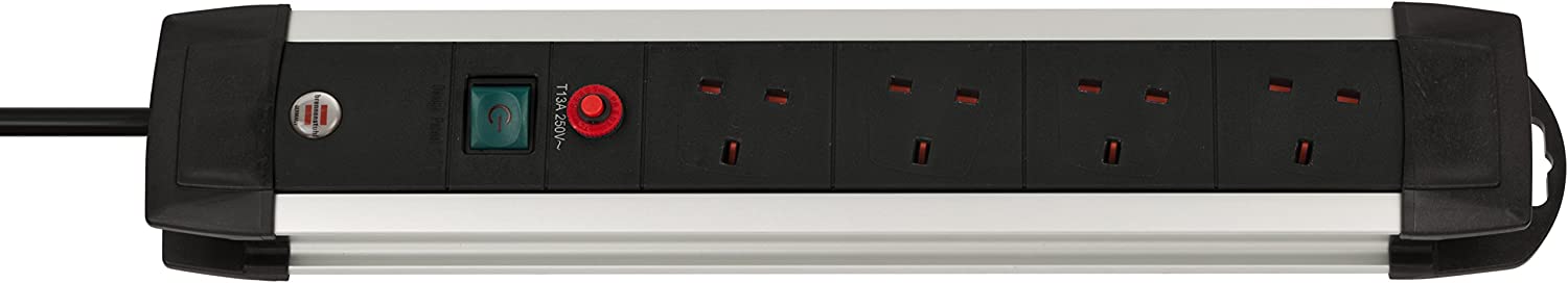 BRENNENSTUHL 1391003654 مقبس 4 اتجاهات من الألومنيوم الفاخر بطول 5 أمتار