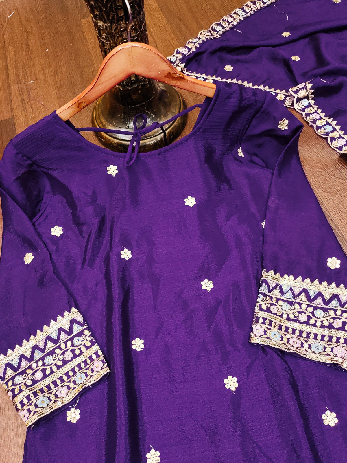 Fab Zone Women's Designer Chinon Sharara Suit With Sequin Work