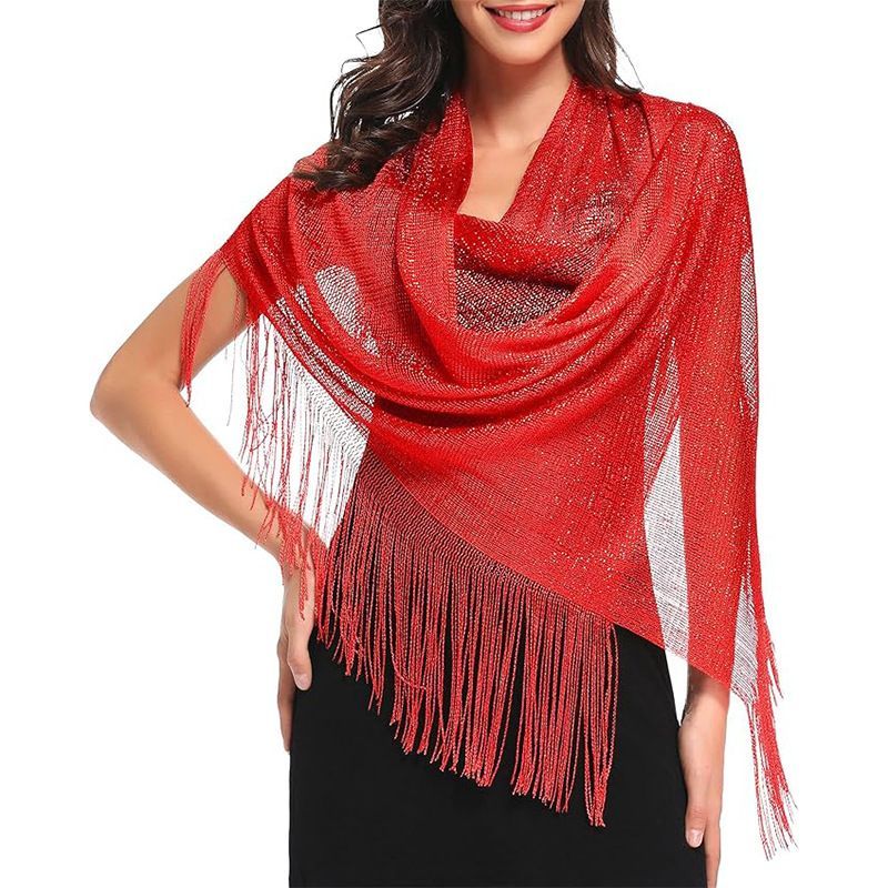 Gold Metallic Shawl Wrap for Women Evening Dress & Wedding