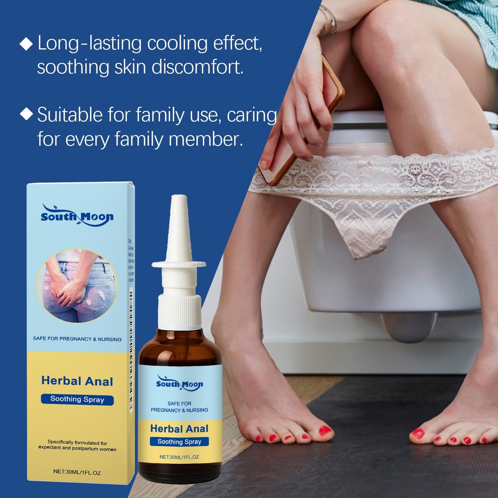 Relief for Hemorrhoids, Perianal Care Spray, Fast Itch & Discomfort Relief ,30ml