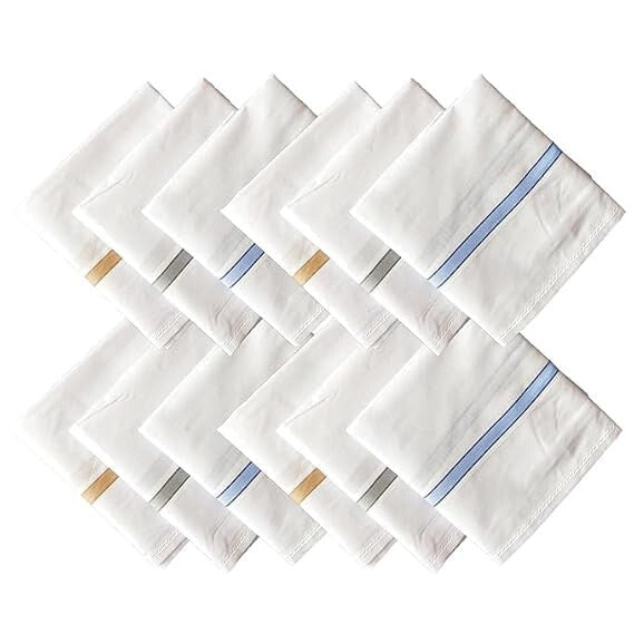 Pack of 12 Soft Durable Cotton Handkerchiefs for Men's