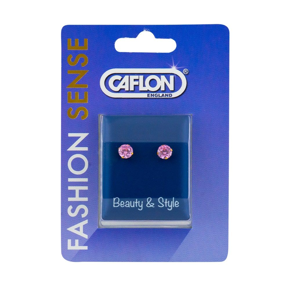 Caflon Fashion Sense Gold Plated Pink Cubic Zirconia Earring