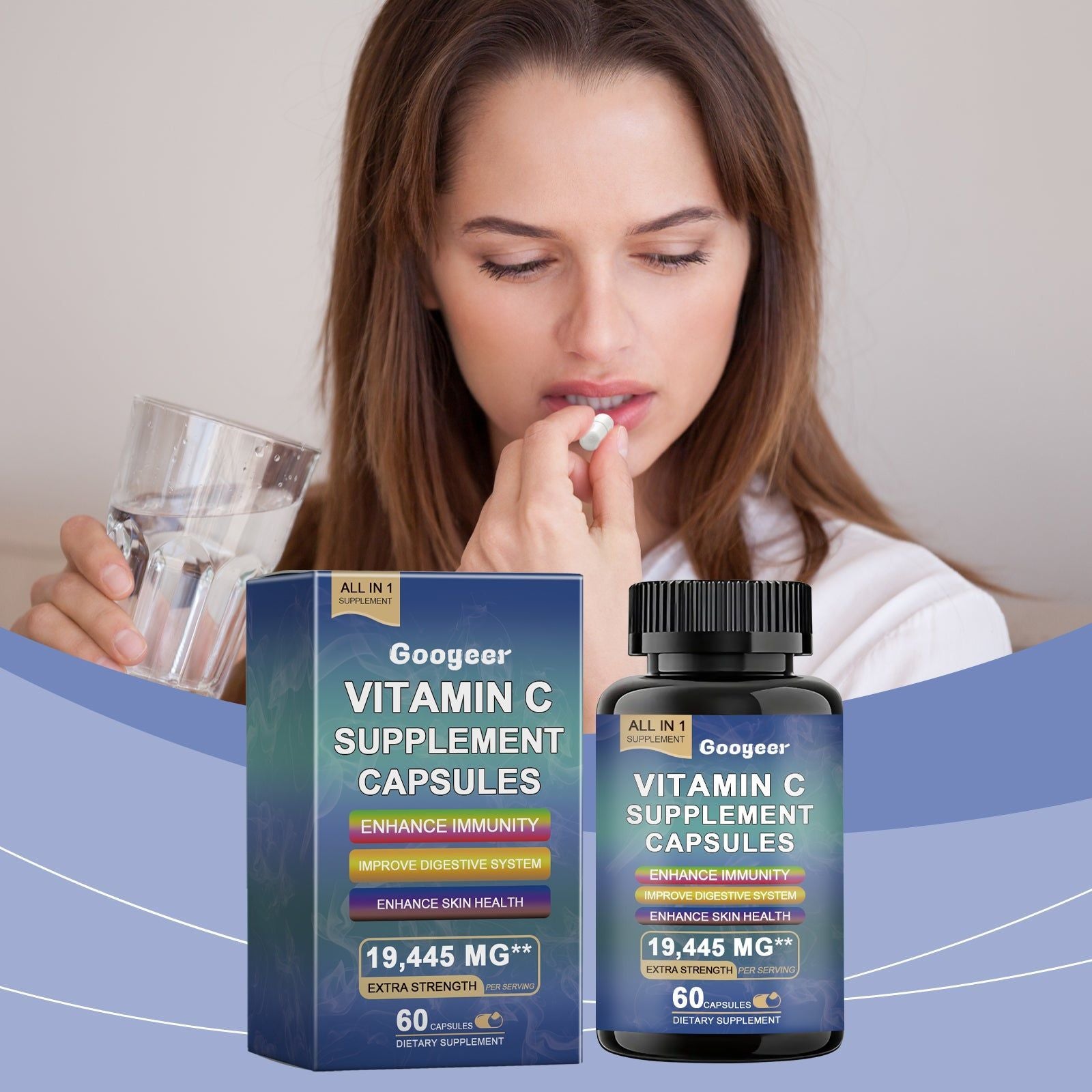 Vitamin C Capsules for Body Care, Immune Boost, Antioxidant Support, Daily Health Supplement ,60 capsules