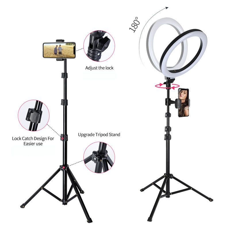 Selfie Ring Light With Tripod Phone Holder Extendable Stand For Live Stream Makeup
