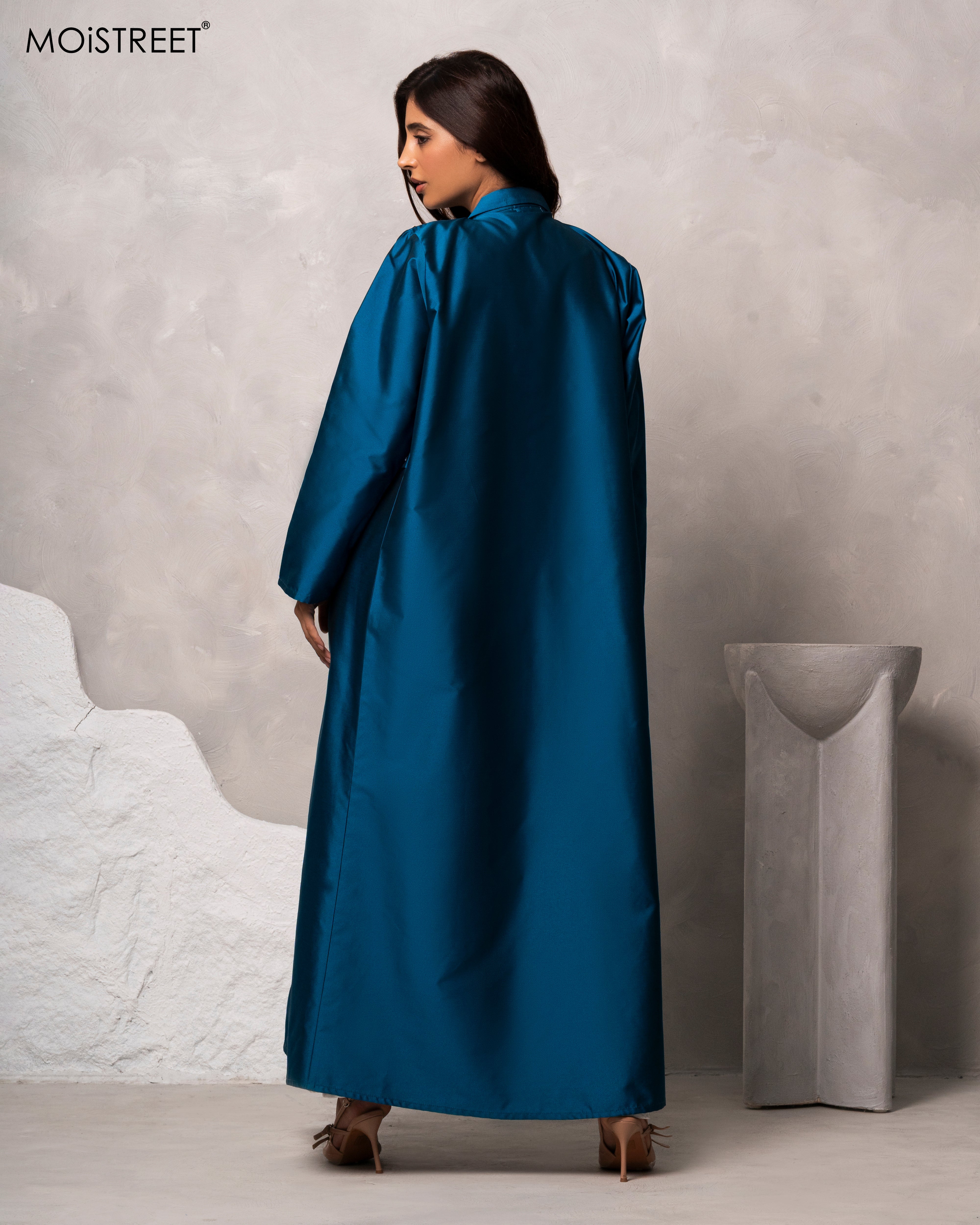 MOiSTREET Handmade Victoria Satin Tiffany Abaya