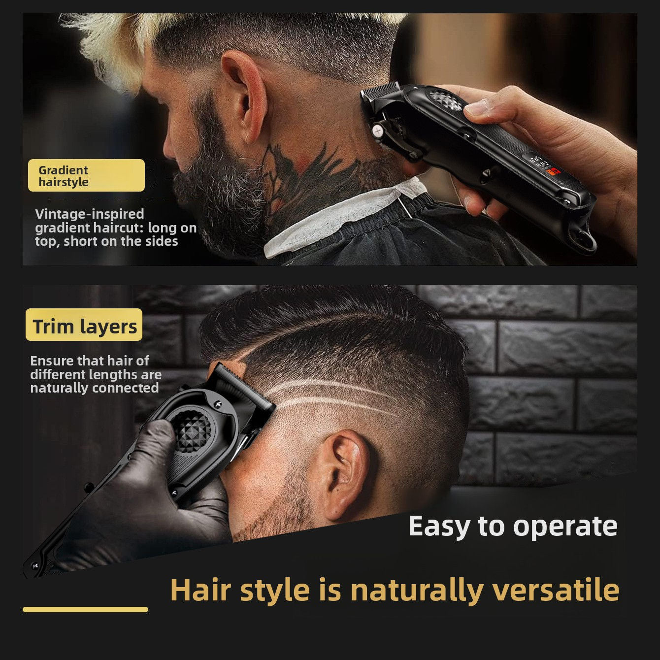 Digital Hair Clipper with Adjustable Guide Combs