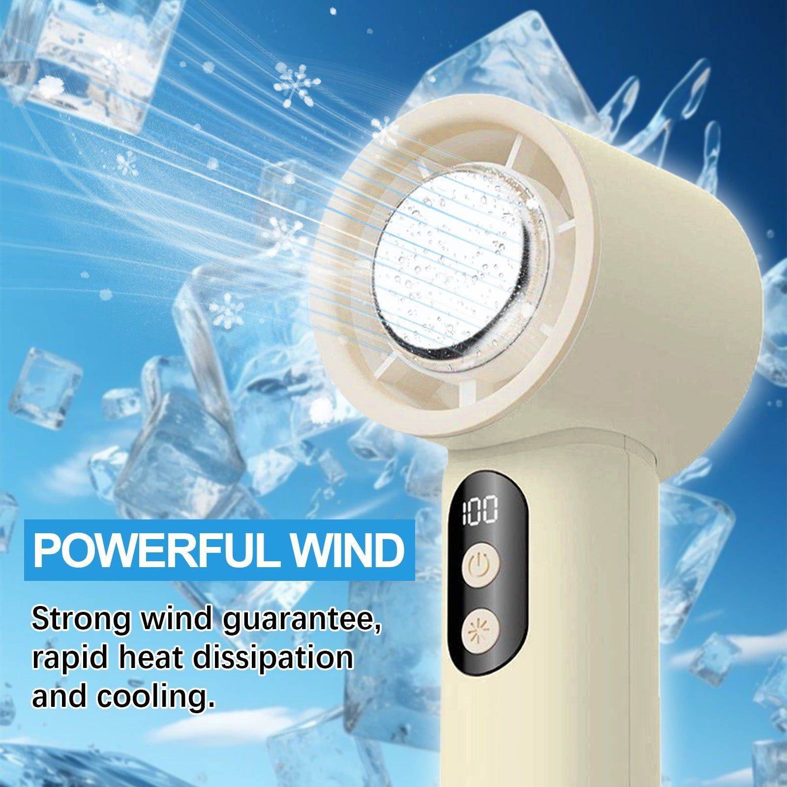 Beige Ice Pack Handheld Fan, Portable Summer Cooling, Household Essentials ,1pcs