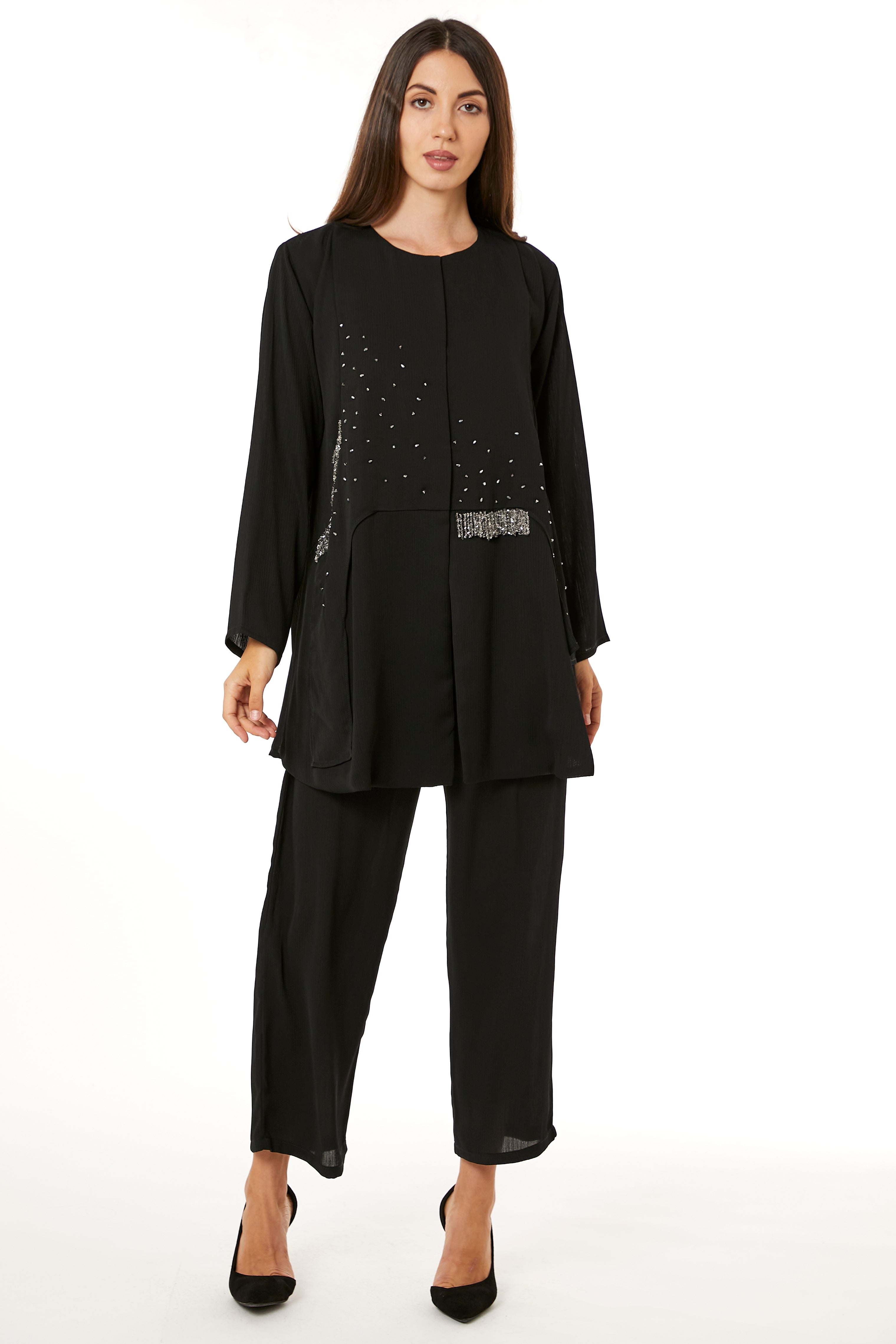 MOiSTREET Black Zoom Top and Pants Set travel Wear