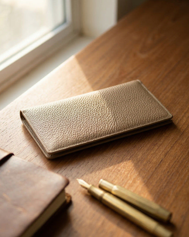 Clarea beige leather texture wallet 19x10cm