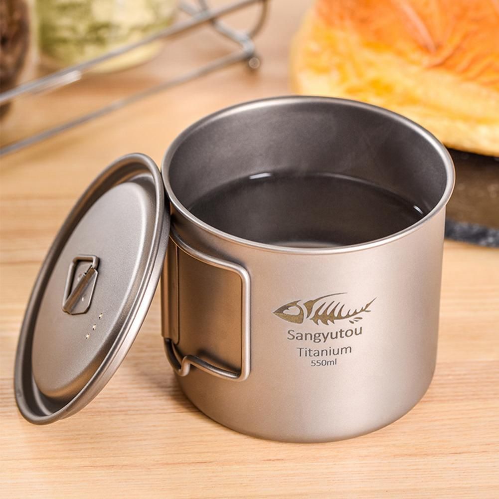Outdoor Camping Mug Titanium Water Cup Picnic Fishing Accessory Travel Tableware