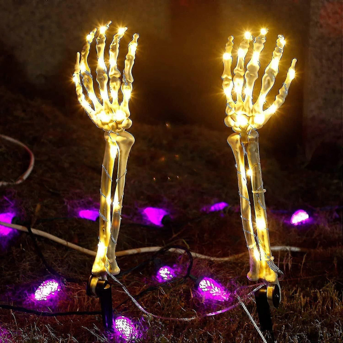 Halloween Skeleton Arm Stakes With LED Outdoor Yard Lights