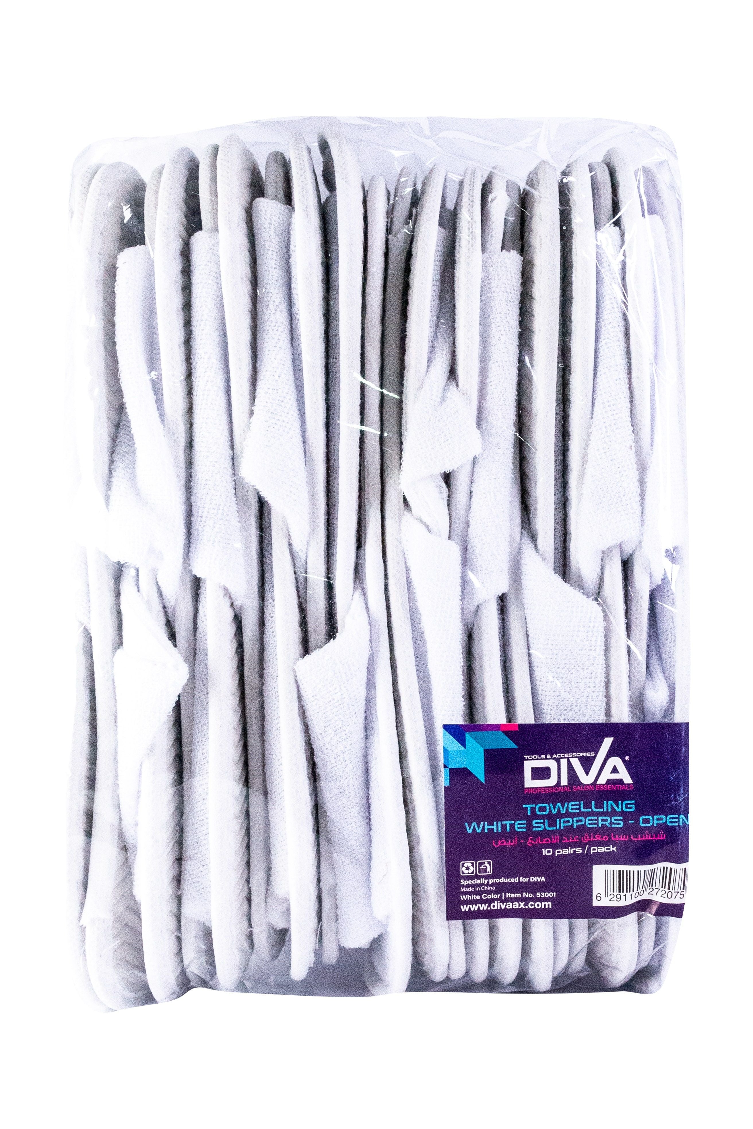 Diva Disposable Slippers Towelling Open, 10pcs/Pack