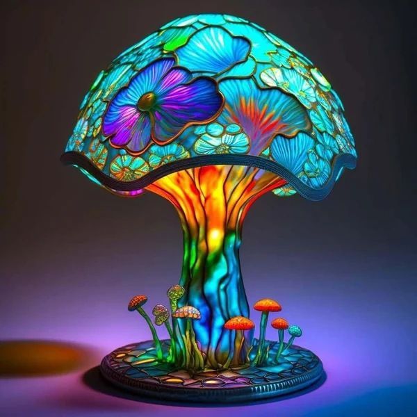 Stained Glass Mushroom Octopus Table Lamp