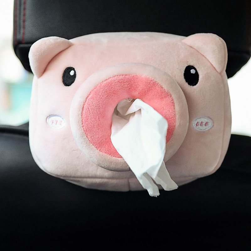 Car Tissue Holder Plush Animal Napkin Dispenser Organizer Auto Interior Accessories