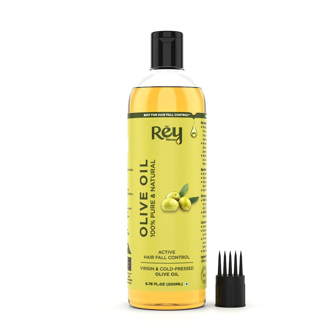 Rey Naturals Olive Oil Extra Virgin | Cold Pressed Olive Oil For Massage | Extra Light Olive Oil For Skin 200 ml