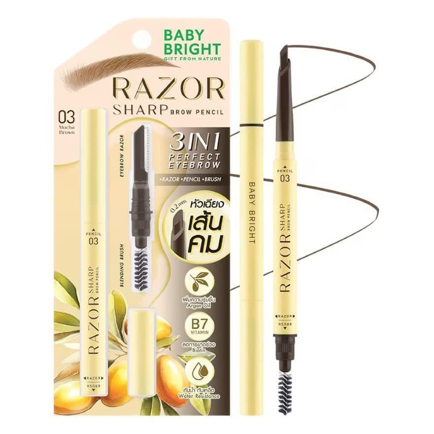 Razor Sharp Brow Pencil 0.15g Baby Bright (M) #03 Mocha Brown