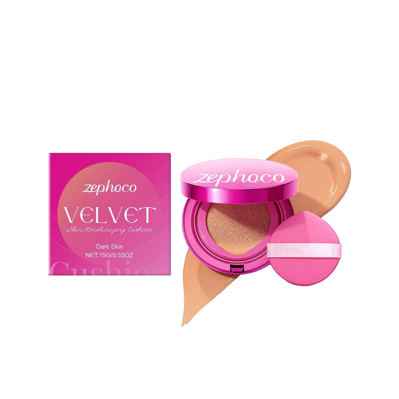 Dark-Toned Velvet Moisturizing Cushion, Flawless Concealer, Long-Lasting Fit ,15g