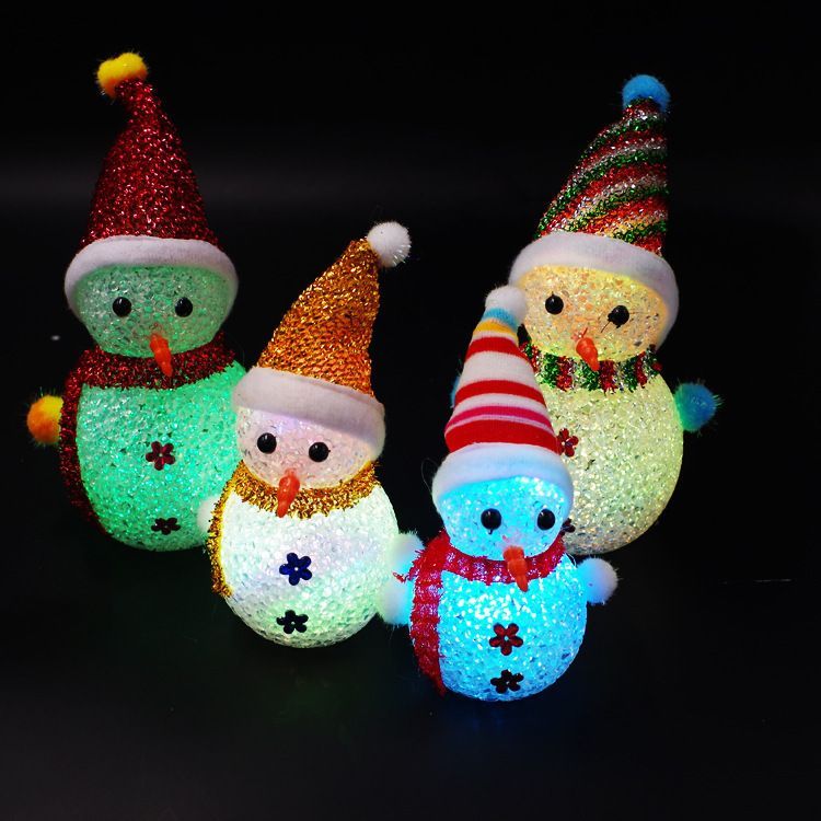 4pcs Color Changing Snowman Night Light Christmas Table Ornaments Kids Toy Home Decor