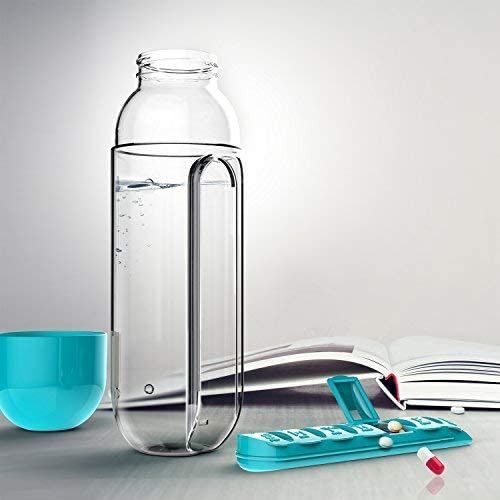 Pill Organizer Water Bottle 7 Day Medicine Holder With Weekly Dispensers Capsule Drink Bottle