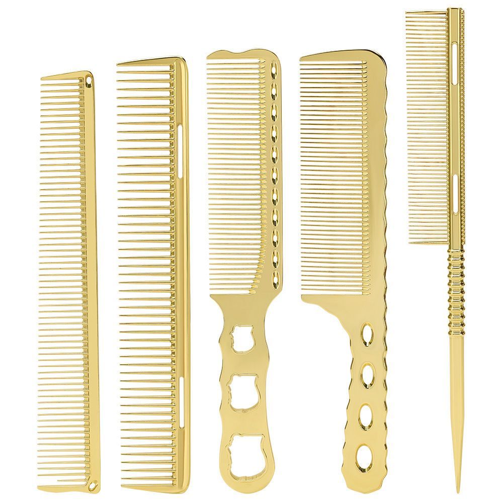 5Pcs Gold Aluminum Hair Comb Set Heat Resistant