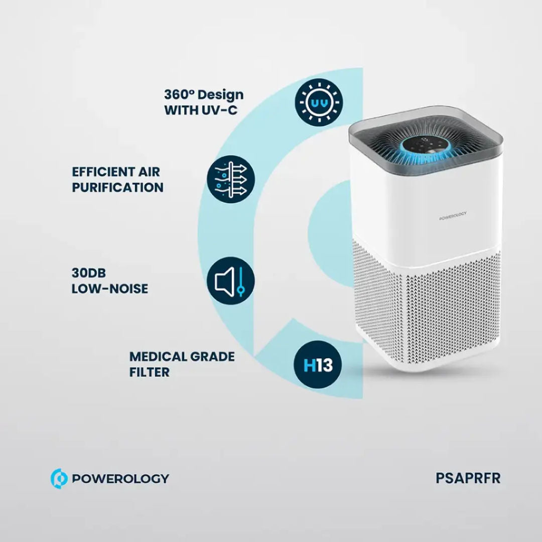 Powerology Smart Air Purifier Eliminate Odor & Smoke, White