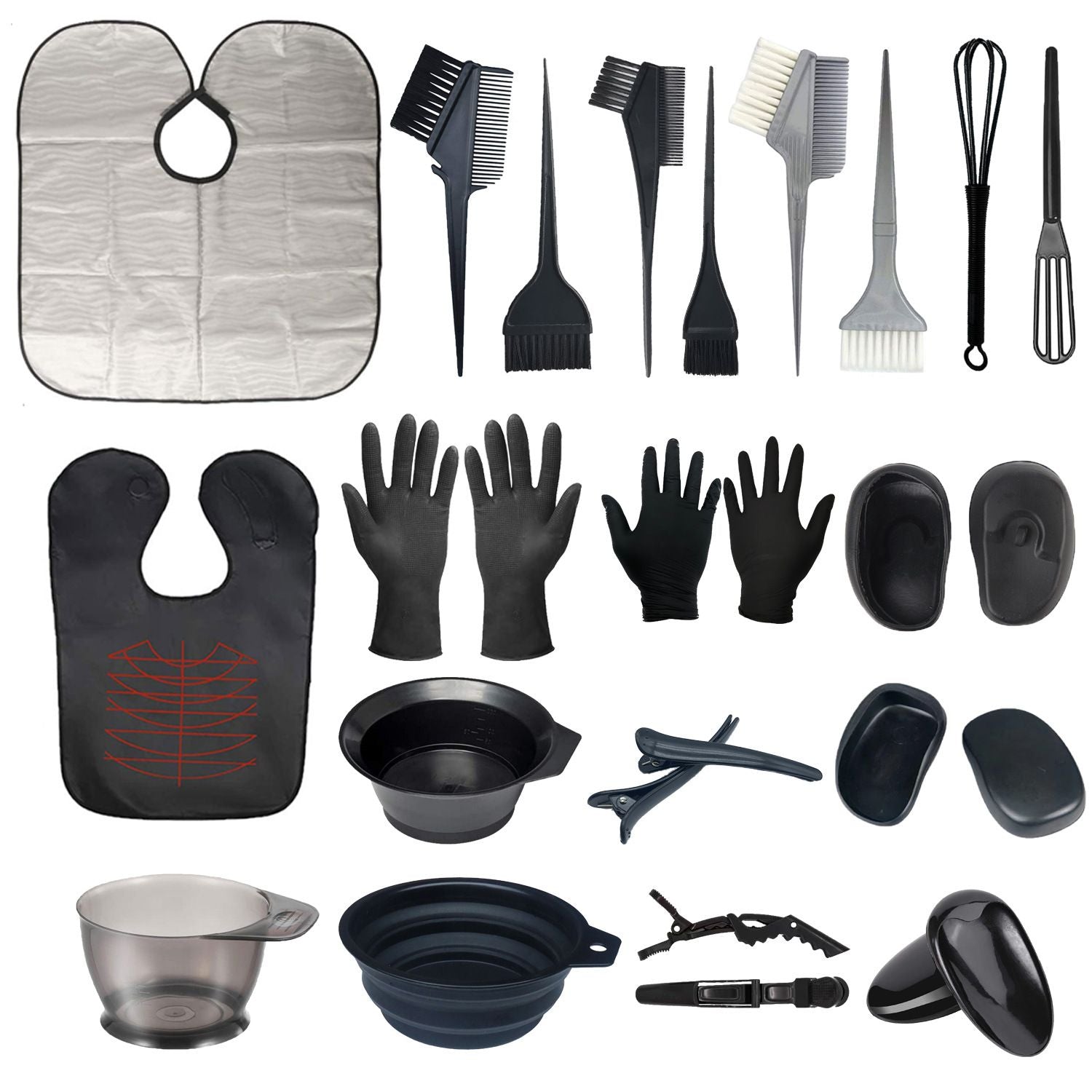 28Pcs Professional Hair Dye Kit with Bowl, Comb & Gloves