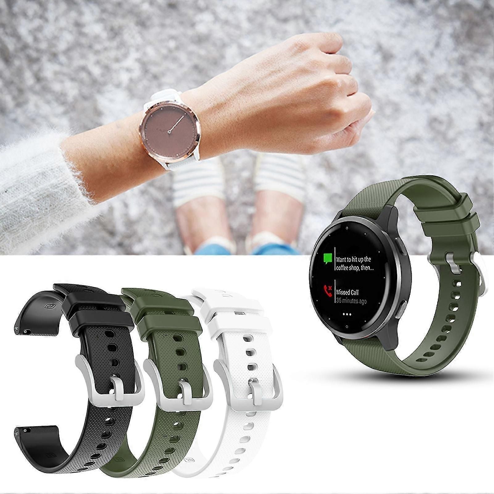 Watch Band 20mm/22mm Plaid Soft Silicone Watchband Wrist Strap Replacement For Garmin Venu Sq/venu/vivoactive 3 4/forerunner 245 zxin