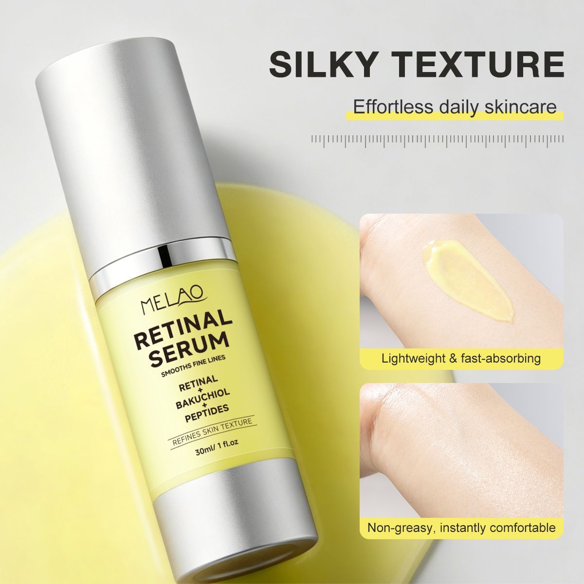 Retinal Facial Serum with Bakuchiol & Peptides, Daily Hydrating Evening Skin Care Essence 30ml