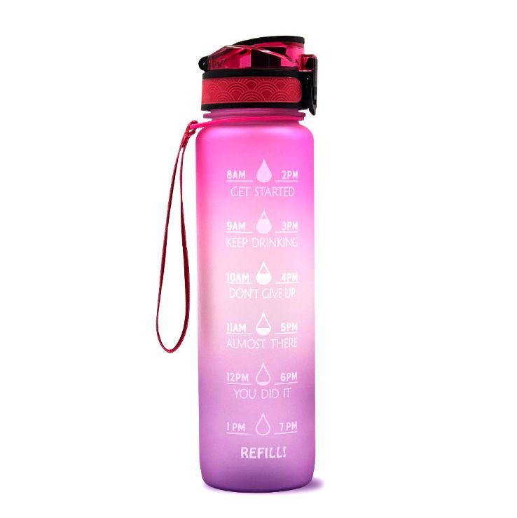 Sports Water Bottle With Time Marker BPA Free Water Jug 1000ml