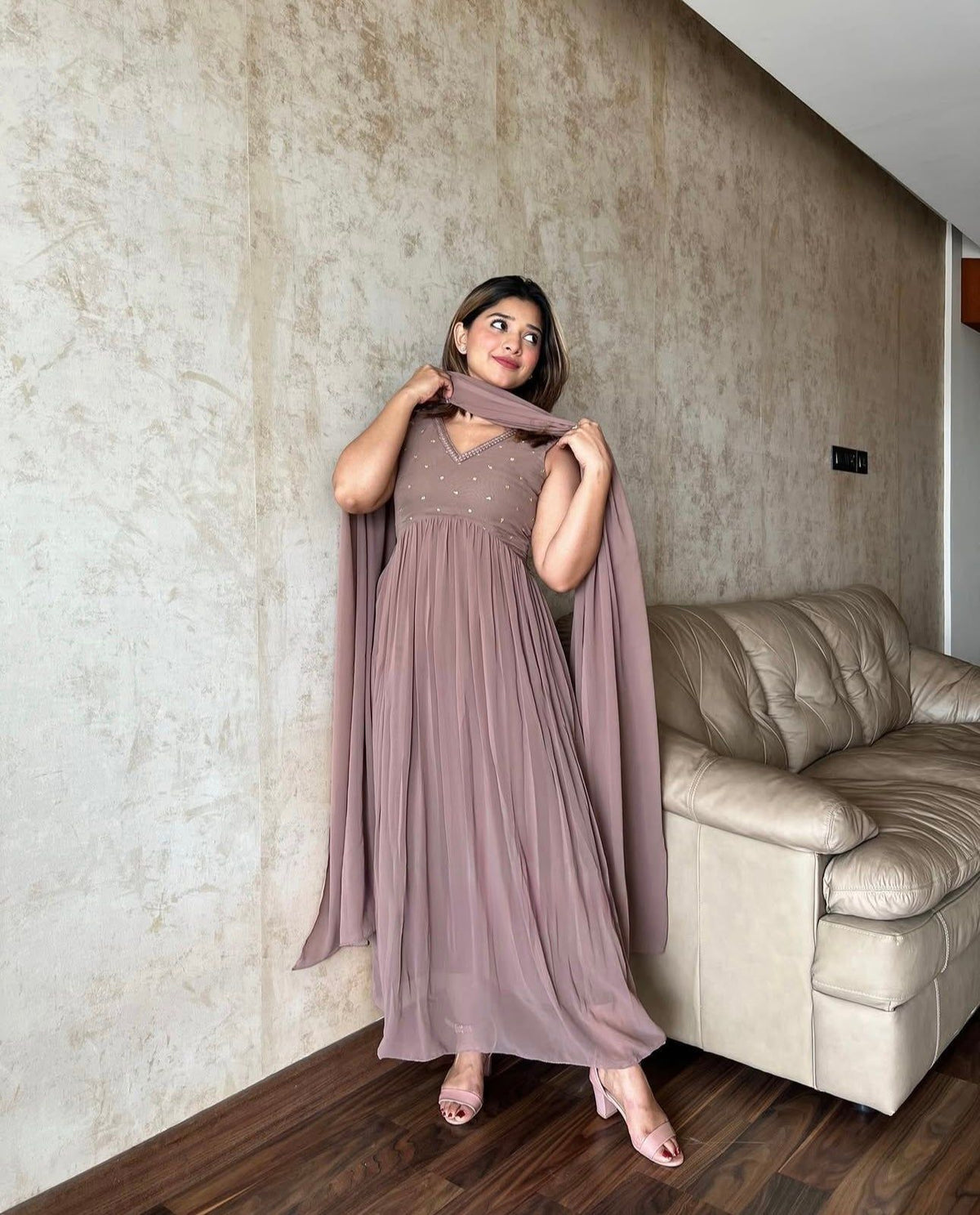 Fab Zone Party Wear Look Gown, Pent And Dupatta With Embroidery Sequins Work For Women