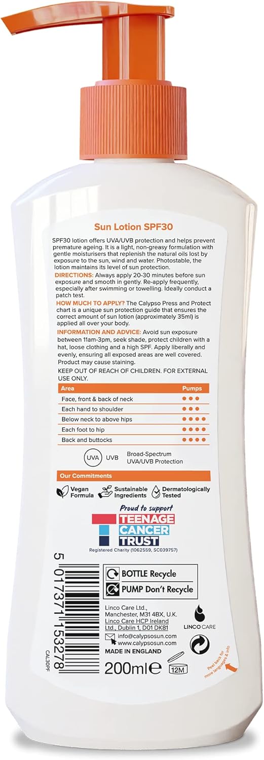 Calypso press & prot spf30 sun lot 200ml