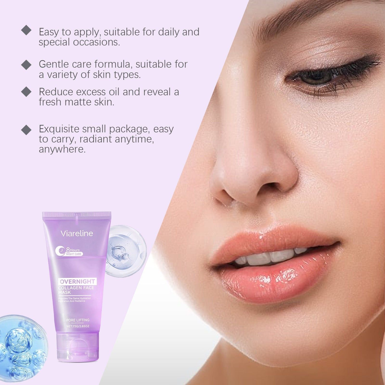 Collagen Facial Care Mask, Deep Hydration, Anti-Aging, Moisturizing Peel ,75g