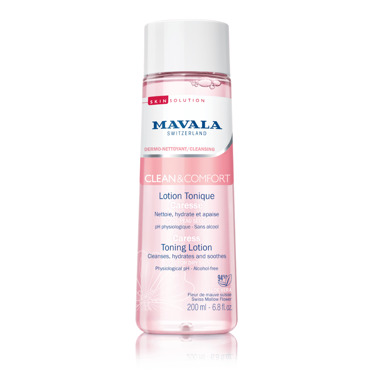 Mavala Swiss Skin Solution Clean & Comfort Caress Toning Lotion, Limited Edition Pink October, 200ml