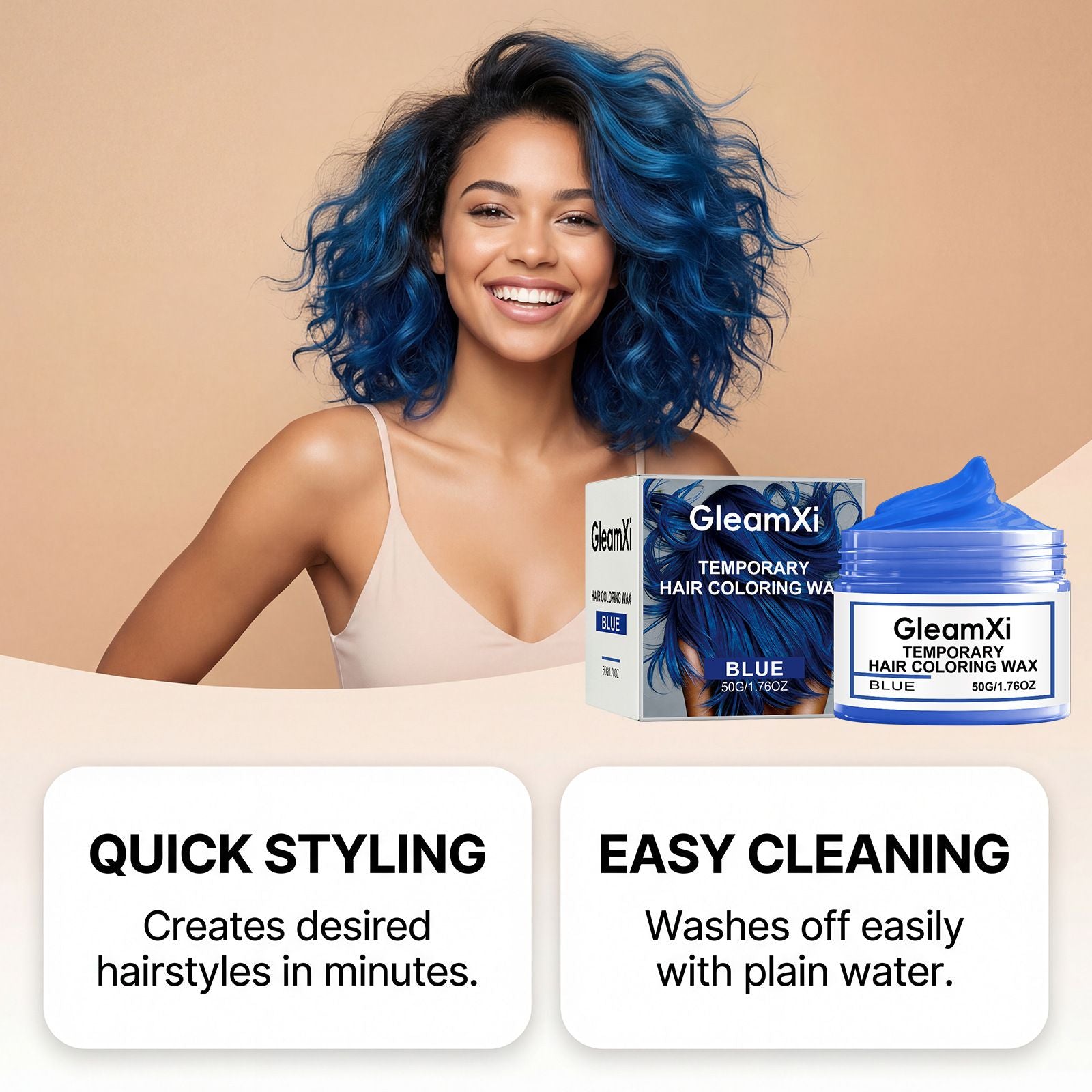 Temporary Blue Hair Color Wax Washable 50g
