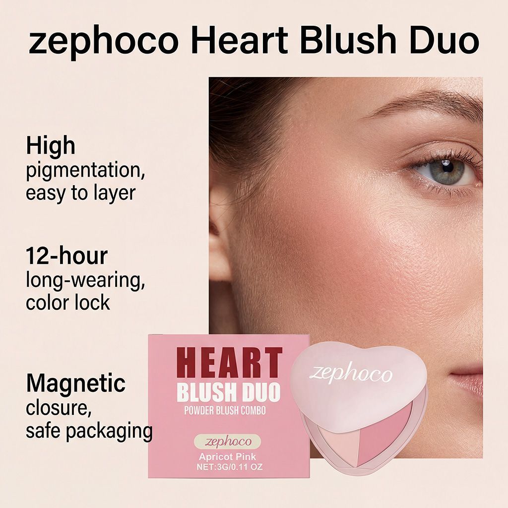 3g Heart Shape Blush with Smooth Blend and Natural Glow