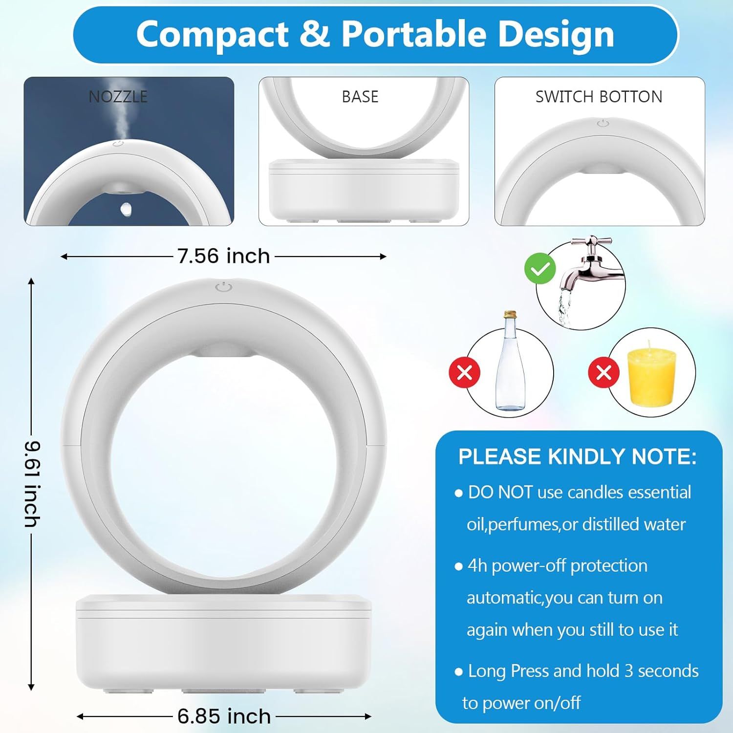 Anti Gravity Water Drop Humidifier 3-in-1 Raindrop Humidifier Air Humidifiers with Night Light