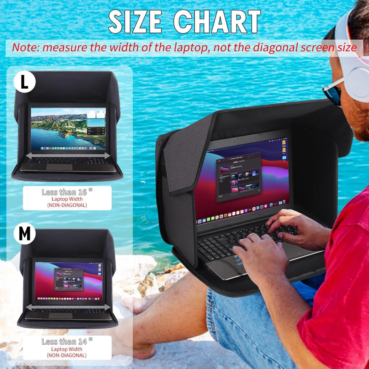 Laptop Sun Shade Laptop Sun Glare Shield Privacy Cover for Working Outside